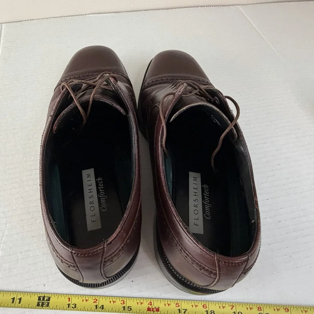 Florsheim Comfortech Brown Leather Cap Toe Oxford Dress Shoes Mens 9.5 3E
